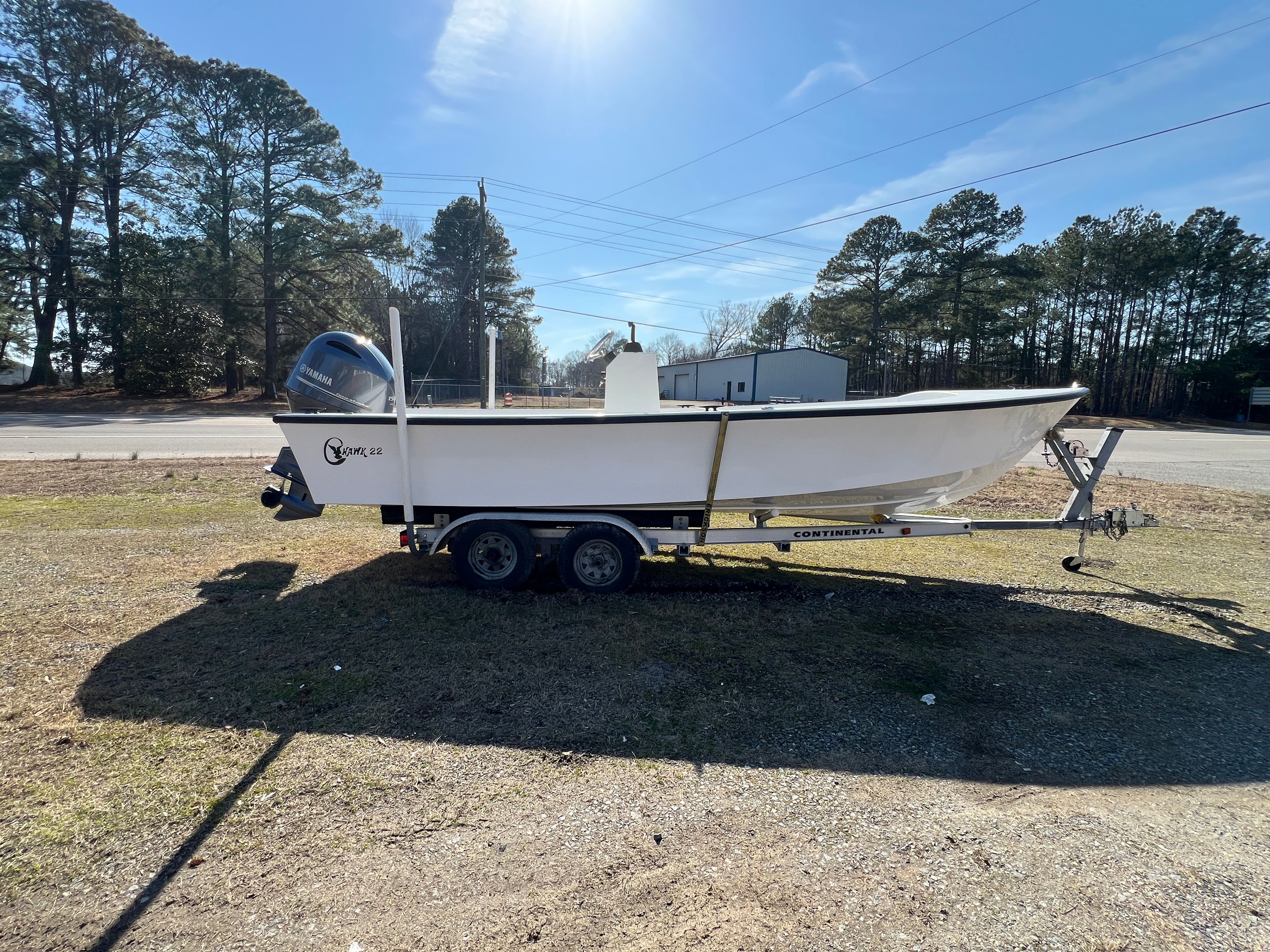 2025 C-Hawk 22 Center Console on trailer outdoors.