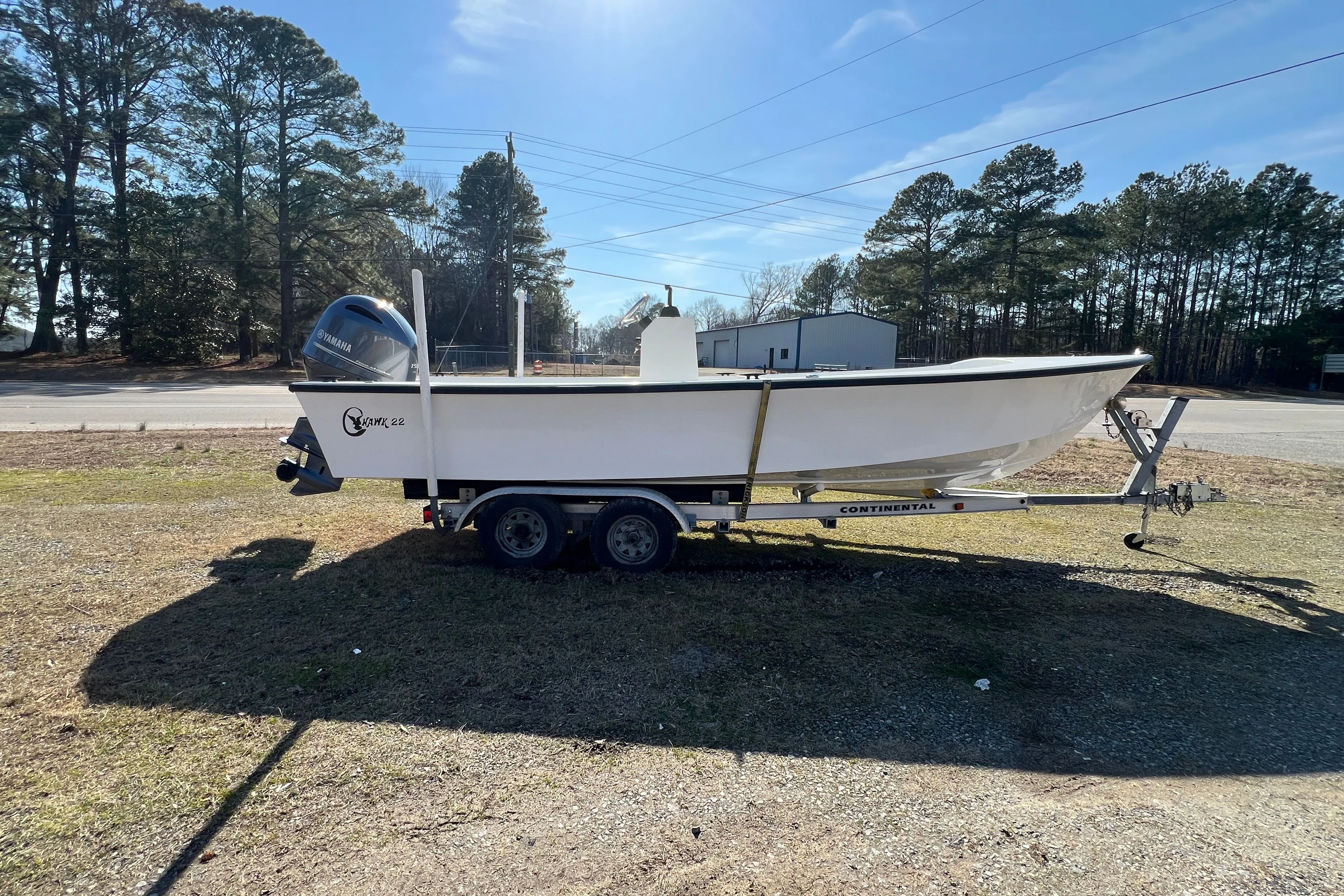 2025 C-Hawk 22 Center Console on trailer outdoors.