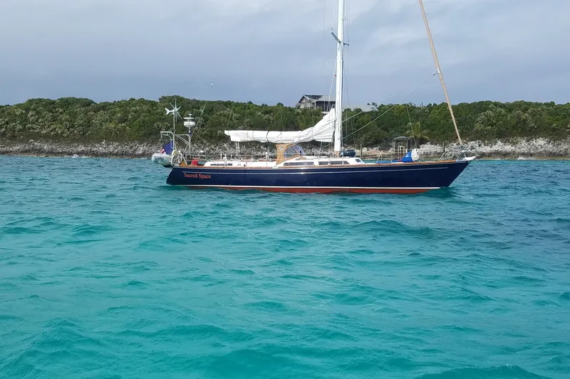 Sacred Space Yacht Photos Pics Sailboat "Sacred Space" on turquoise waters, Hans Christian Christina 1992 model.