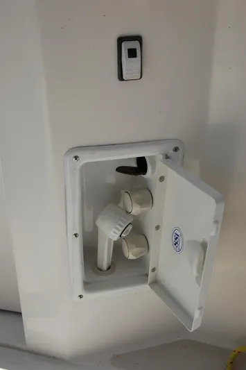 Eight Bells Yacht Photos Pics Boat water hookup compartment on a 2006 Sabre 36 Flybridge Sedan.