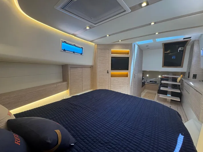  Yacht Photos Pics Luxurious interior of 2022 Pardo Yachts 43, featuring modern design and ambient lighting.