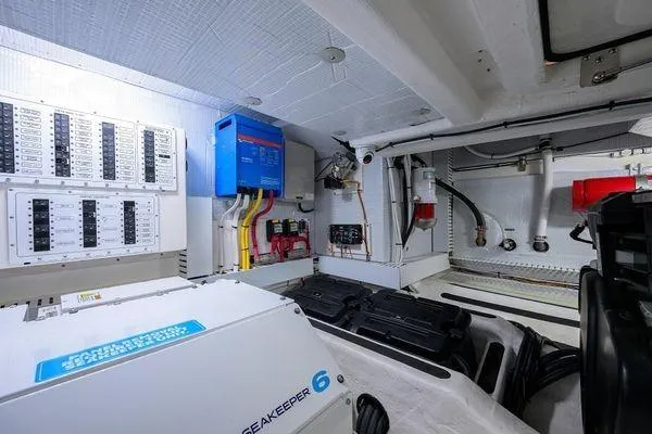  Yacht Photos Pics Engine room of 2022 Sabre 45 Salon Express with Seakeeper 6 stabilizer.