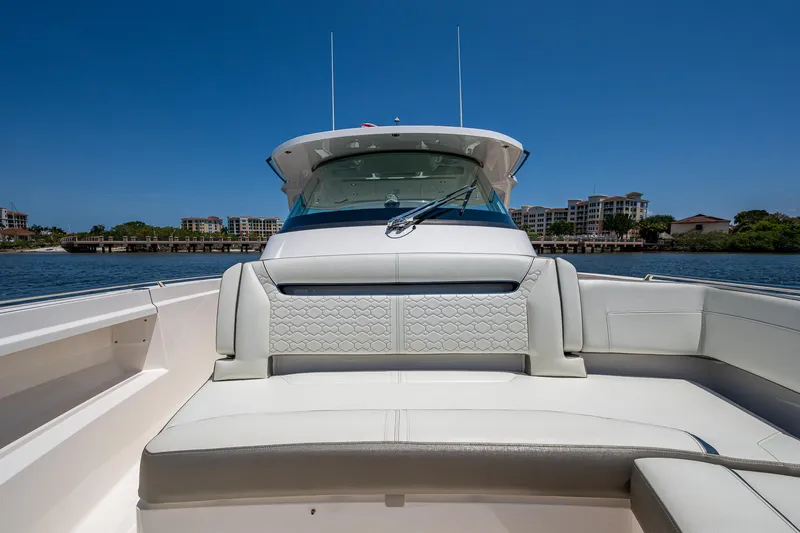 Let It Ride Yacht Photos Pics 2024 Tiara Yachts 38 LS luxury boat with sleek design and comfortable seating.
