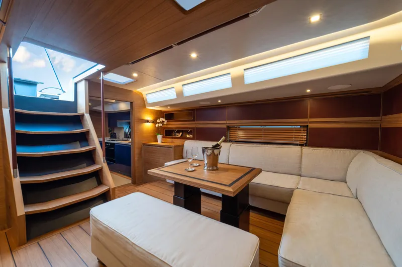  Yacht Photos Pics Luxurious interior of 2026 Ice Yachts 70, featuring elegant seating and modern design.