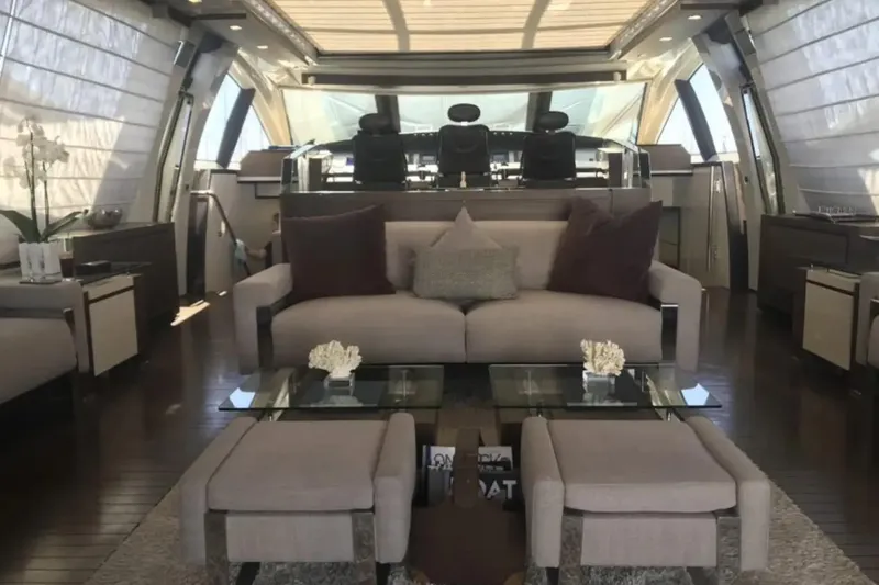  Yacht Photos Pics Luxurious interior of 2010 Azimut 103S yacht with elegant seating and modern design.