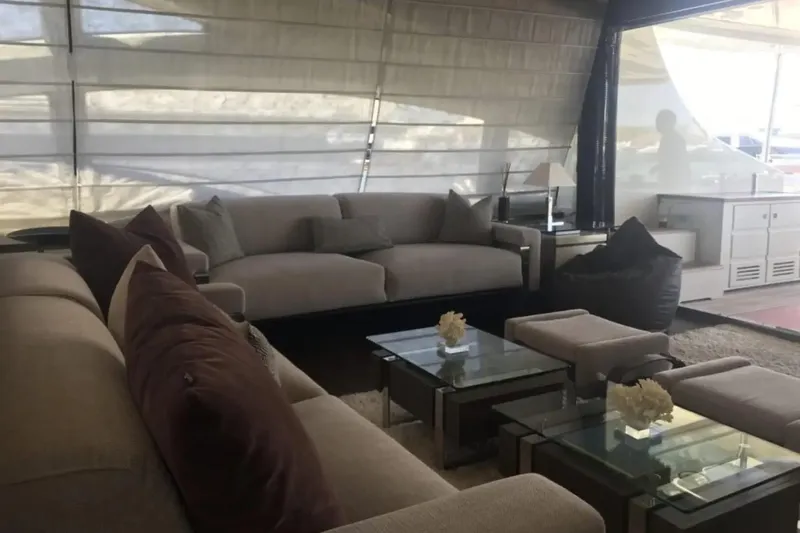  Yacht Photos Pics Luxurious interior of 2010 Azimut 103S yacht with elegant seating and modern decor.