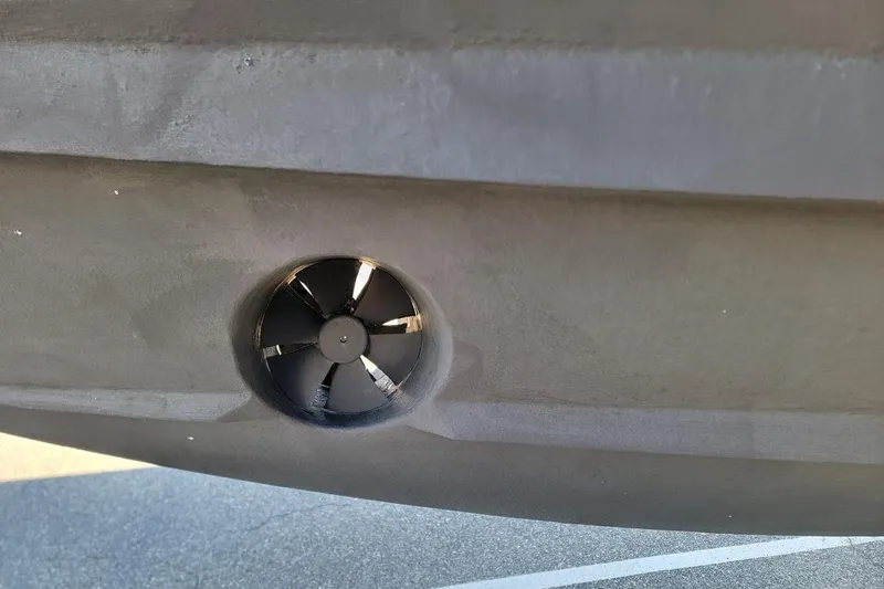  Yacht Photos Pics Bow thruster on 2010 Intrepid 39 Kevlar Hull yacht, enhancing maneuverability and control.