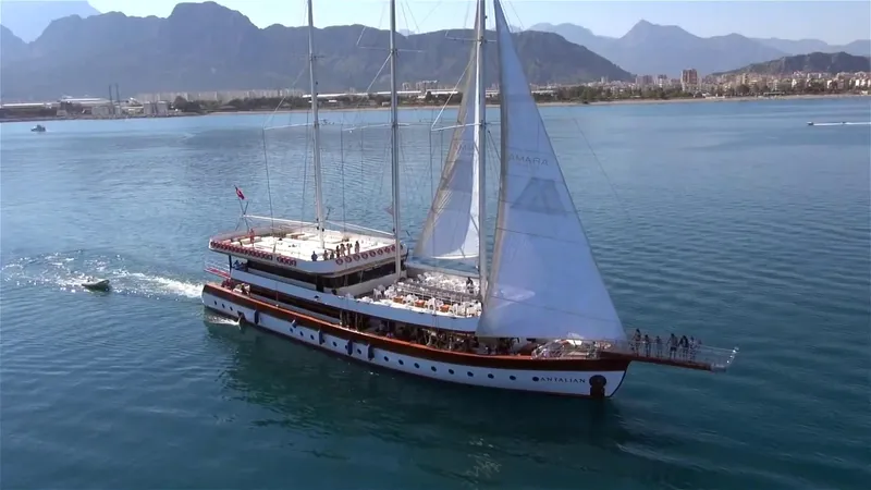 My Dream Yacht Photos Pics Sailing yacht Manavgat GT 457 cruising near mountains, 2009 custom model.