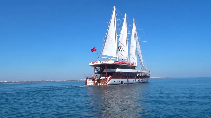 My Dream Yacht Photos Pics Sailing yacht Manavgat GT 457 on calm blue sea, 2009 model.