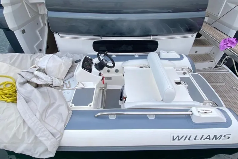  Yacht Photos Pics 2019 Azimut Magellano 66 yacht with Williams tender on deck.