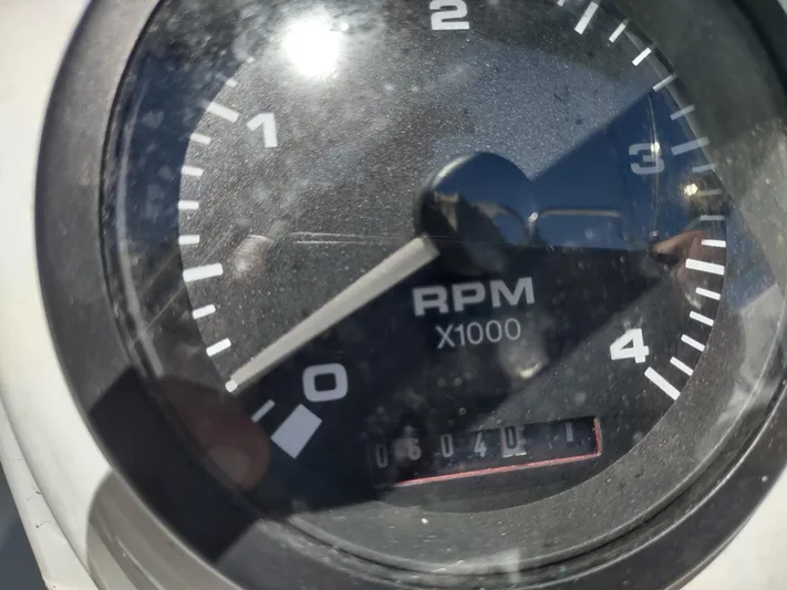 Bluebird Yacht Photos Pics Close-up of a Catalina 36 MkII 2002 tachometer showing RPM and engine hours.