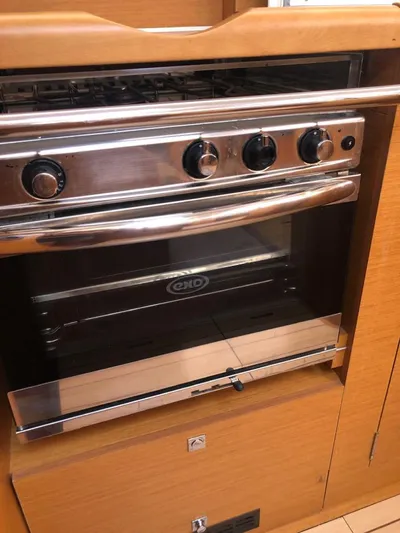  Yacht Photos Pics Stainless steel oven in a 2015 Jeanneau 57 yacht kitchen.