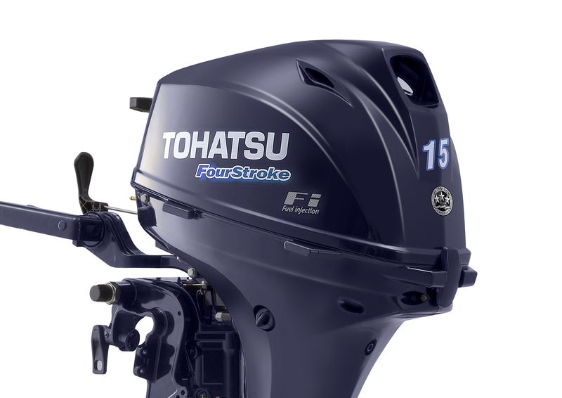 New 2021 Tohatsu MFS15E L 15hp Long Shaft manual start, Tiller