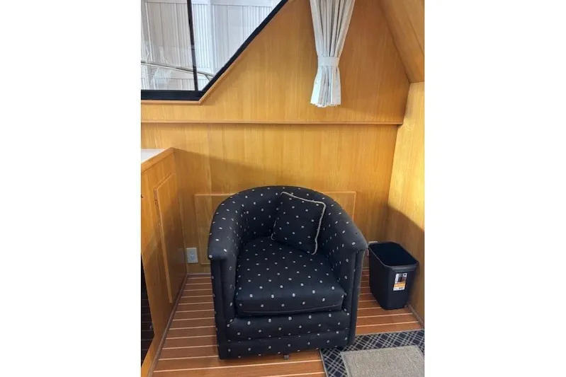 Aqua Billy Yacht Photos Pics Black polka dot chair in wooden interior, 1995 Symbol Super Sedan.