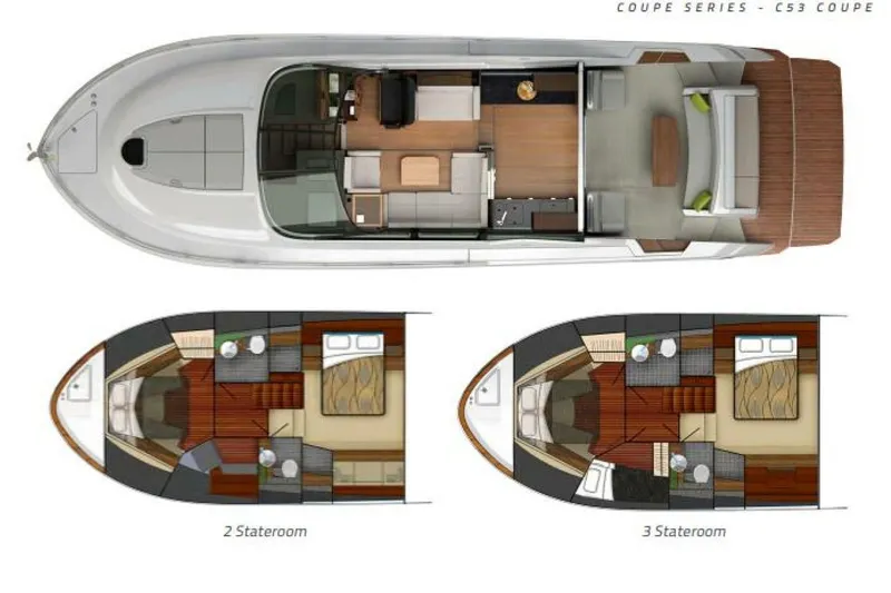 Eclipse Yacht Photos Pics 2016 Tiara Sport 50 Flybridge yacht layout with two and three stateroom options.