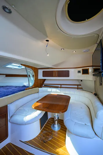  Yacht Photos Pics 2008 Grady-White Express 360 cabin interior with seating and table.