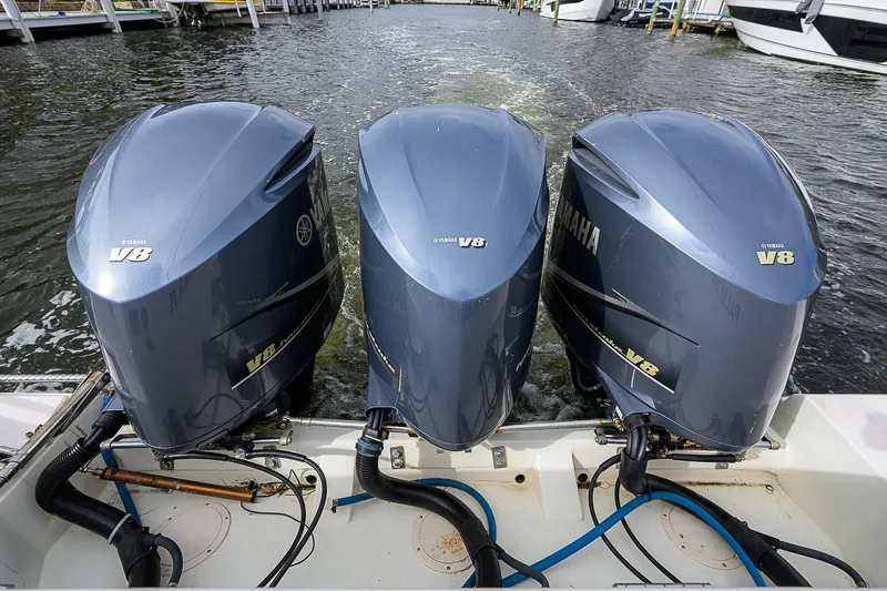  Yacht Photos Pics Three Yamaha V8 outboard engines on a 2008 Grady-White Express 360 boat.