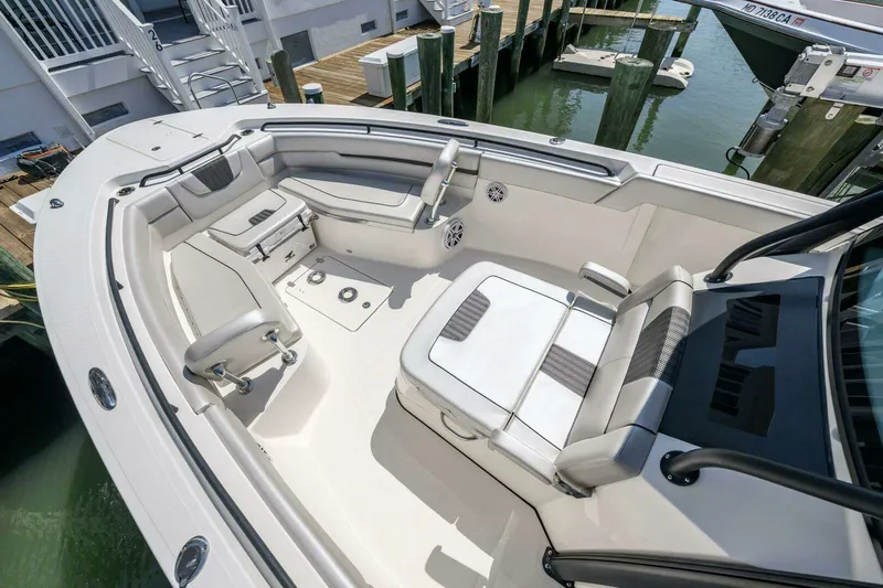 Joker's Jewel Yacht Photos Pics Interior of 2019 Wellcraft 352 Fisherman with seating area.