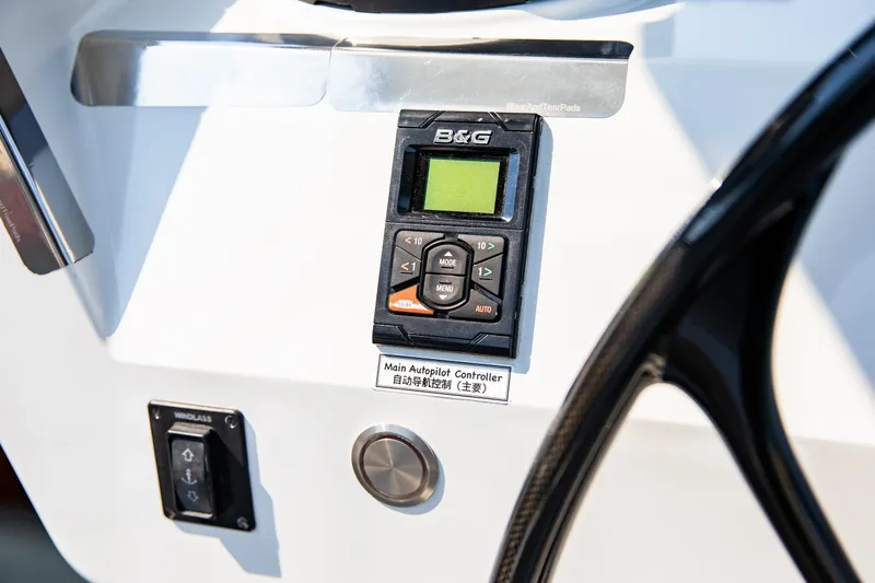  Yacht Photos Pics B&G autopilot controller on 2022 HH Catamarans HH55 yacht dashboard.