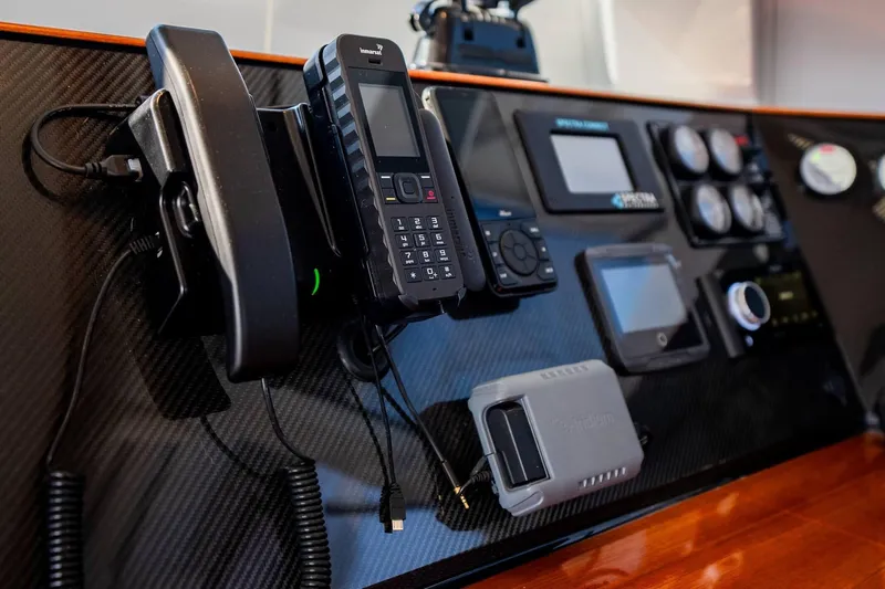  Yacht Photos Pics Control panel of 2022 HH Catamarans HH55 with communication and navigation equipment.