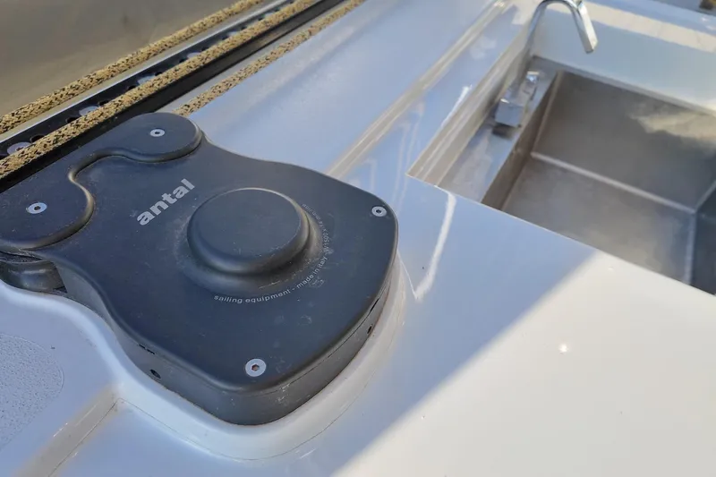 Yacht Photos Pics Close-up of Antal sailing equipment on 2022 HH Catamarans HH55 deck.