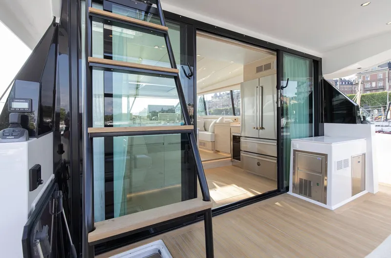  Yacht Photos Pics Luxurious interior of 2026 Delta Powerboats 72 yacht with modern design and sleek finishes.