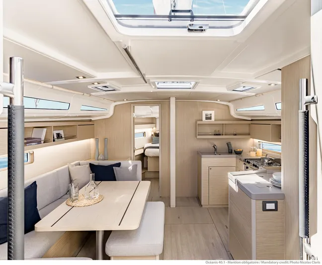  Yacht Photos Pics Interior of 2026 Beneteau 40.1 yacht, featuring modern design and spacious layout.