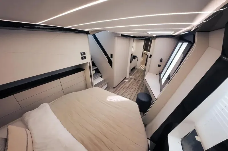  Yacht Photos Pics Luxurious interior of 2024 Wave Wave60 yacht, featuring modern design and elegant lighting.