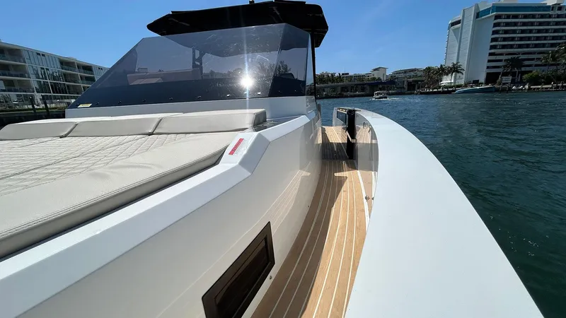  Yacht Photos Pics 2025 De Antonio Yachts D36 on water, showcasing sleek design and modern features.