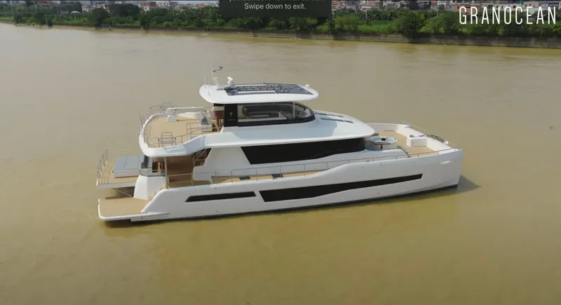  Yacht Photos Pics Luxurious Granocean W-72 yacht cruising on a calm river, 2026 model.