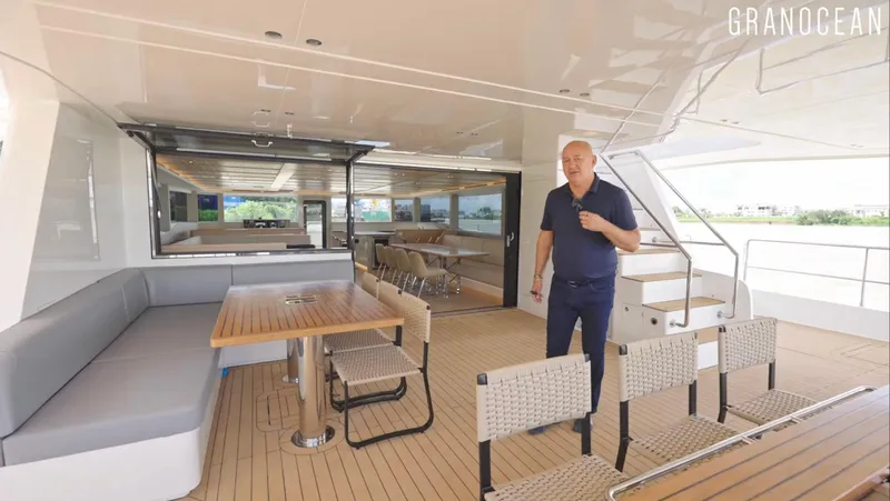  Yacht Photos Pics Luxurious Granocean W-72 yacht interior with seating and dining area, 2026 model.