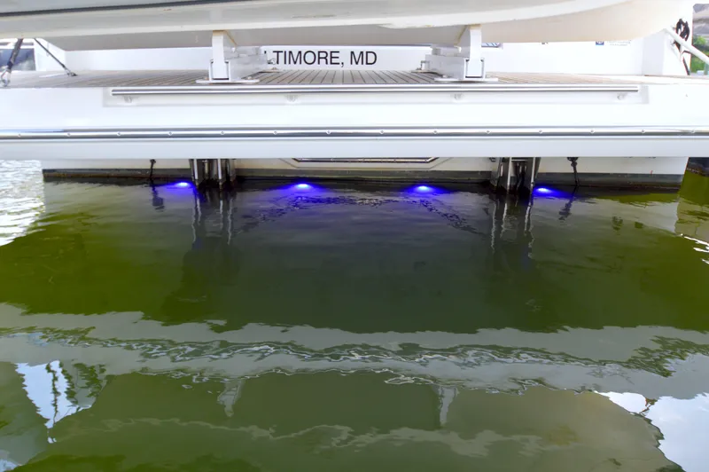 Yore Amuche Yacht Photos Pics 2019 Prestige 520S yacht with blue underwater lights in Baltimore, MD.