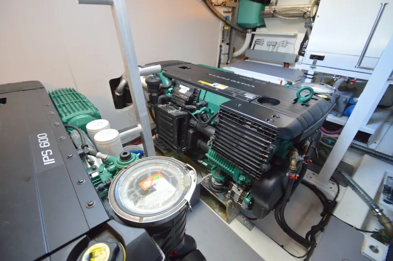 Yore Amuche Yacht Photos Pics Engine room of a 2019 Prestige 520S yacht, featuring IPS 600 engines.