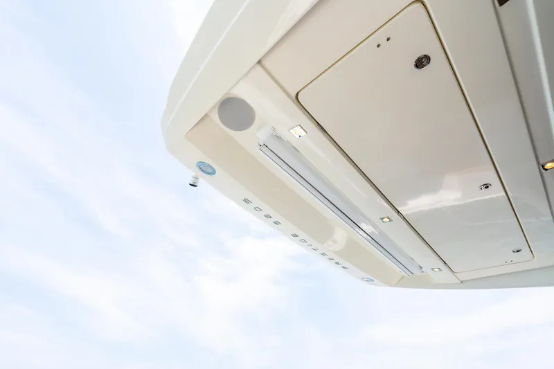 Yore Amuche Yacht Photos Pics 2019 Prestige 520S yacht ceiling with lights against a clear sky.