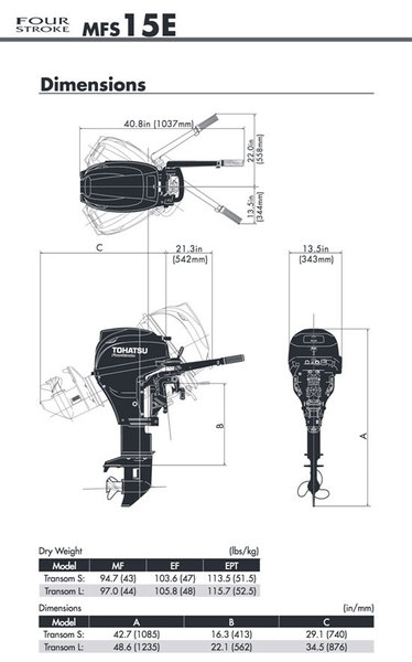 New 2021 Tohatsu MFS15E EPTL - 15hp EFI 4 Stroke Long Shaft , Power ...