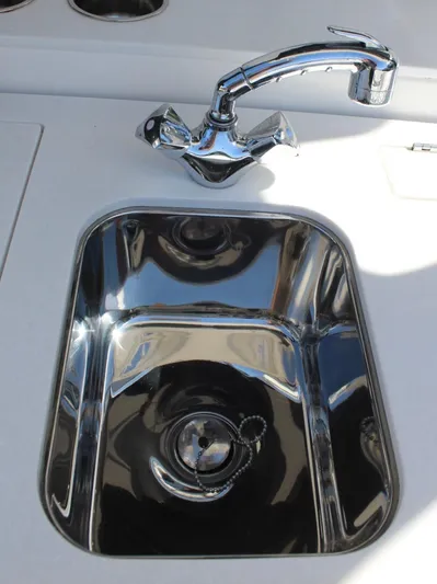  Yacht Photos Pics Stainless steel sink and faucet on 2019 Edgewater 370CC boat.