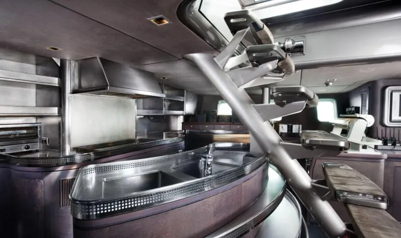 Syl Yacht Photos Pics Luxurious yacht interior with modern kitchen and sleek metallic finishes, 2003 Custom SYL - BARCOS DEPORTIVOS.