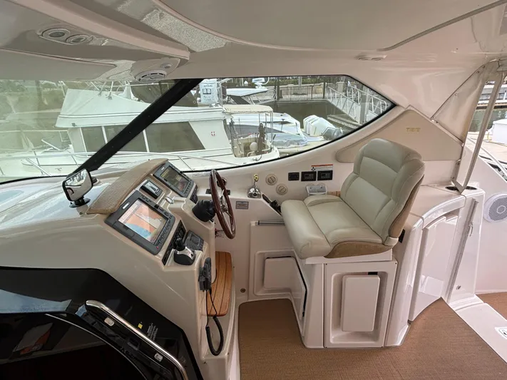 O Sea D Yacht Photos Pics 2008 Tiara Yachts 3900 Sovran helm with modern controls and comfortable seating.
