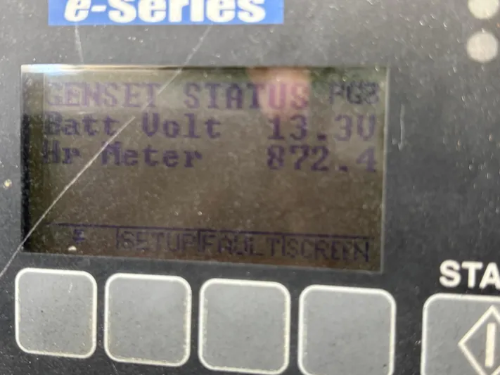 O Sea D Yacht Photos Pics Display screen showing genset status with battery voltage and hour meter readings.