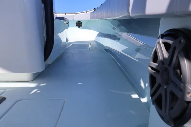 Wine Down Yacht Photos Pics 2017 Contender 35 ST boat interior with sleek design and speaker detail.