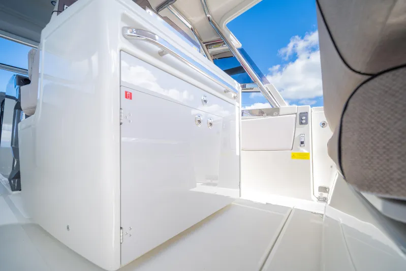  Yacht Photos Pics Interior view of 2025 Catana YOT 36 yacht, featuring sleek white cabinetry and modern design.