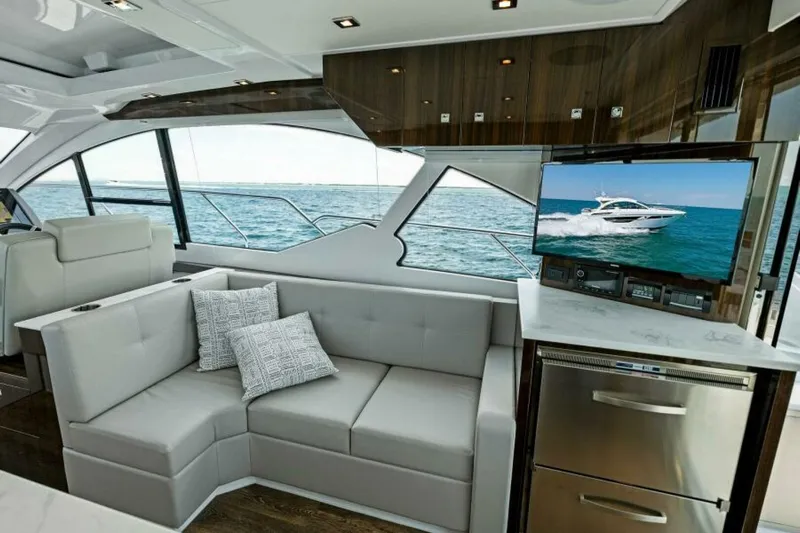 Mint 2 Bee Yacht Photos Pics Luxurious interior of 2022 Cruisers Yachts 50 Cantius with ocean view and modern amenities.