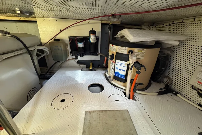  Yacht Photos Pics Engine room of 2006 Albin 40 North Sea Cutter with equipment and wiring.