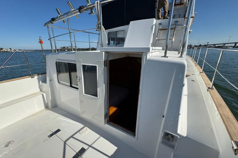  Yacht Photos Pics 2006 Albin 40 North Sea Cutter deck view with open cabin door.