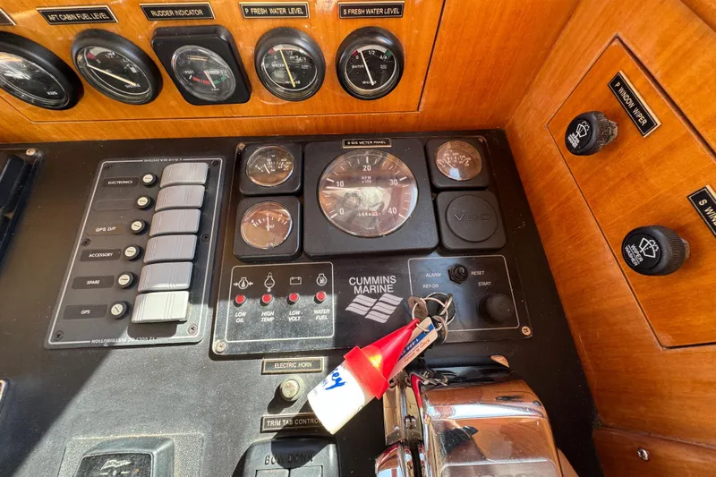  Yacht Photos Pics Control panel of a 2006 Albin 40 North Sea Cutter with Cummins Marine engine.