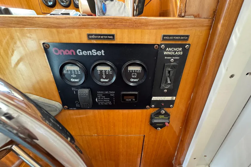  Yacht Photos Pics Control panel of a 2006 Albin 40 North Sea Cutter with Onan GenSet and anchor windlass.