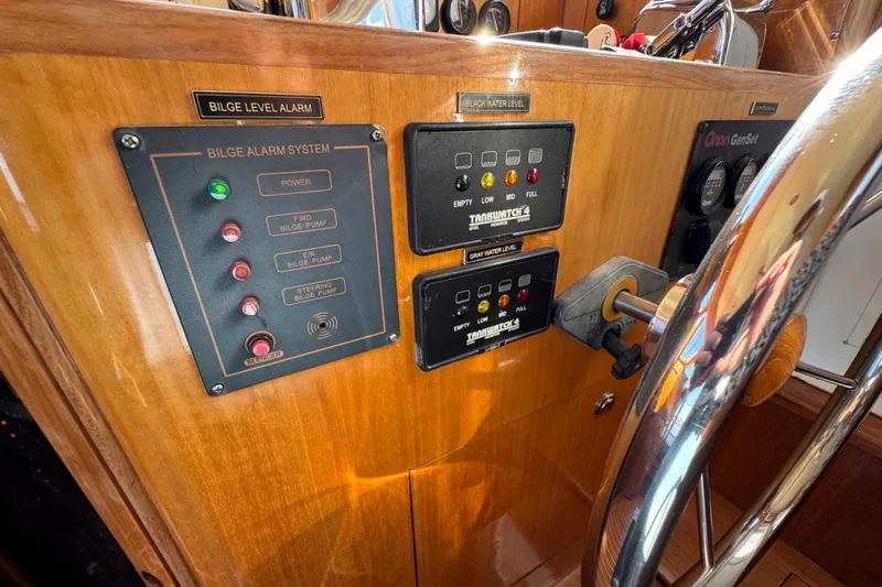  Yacht Photos Pics Control panel of a 2006 Albin 40 North Sea Cutter with bilge alarm system.