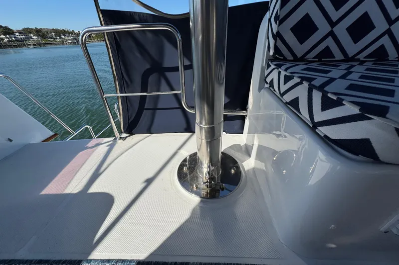  Yacht Photos Pics 2006 Albin 40 North Sea Cutter deck with patterned seating and railing.