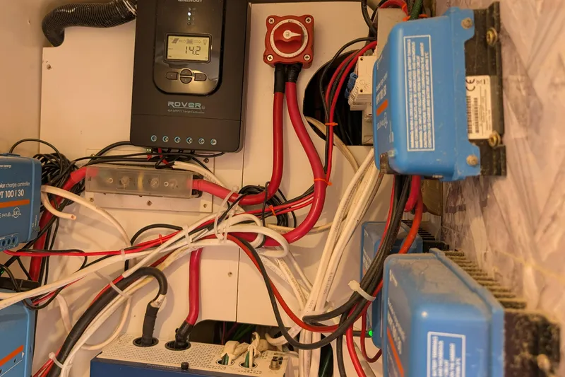 Grasshopper Yacht Photos Pics Electrical system of a 2011 Fountaine Pajot Orana 44 Grand Large yacht.