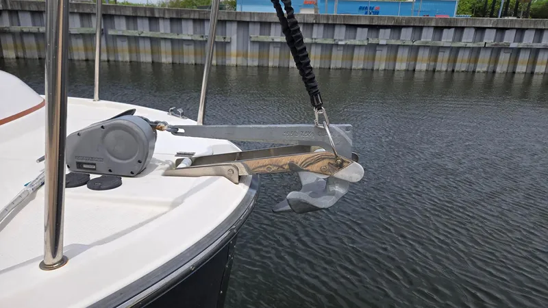  Yacht Photos Pics 2021 Ranger Tugs R-25 boat anchor system at dockside.